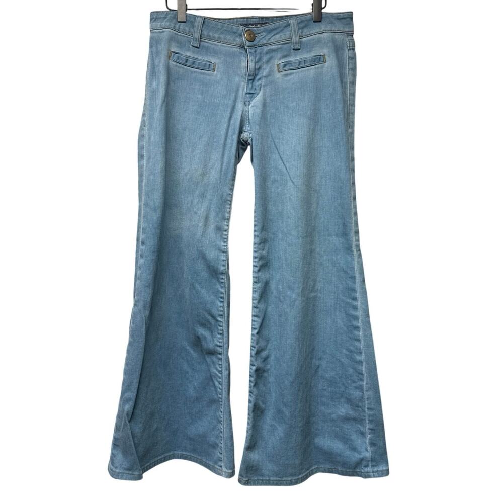 Vintage Y2K Hudson Jeans Women’s 29 Low Rise Flare Light Wash Flap Pocket